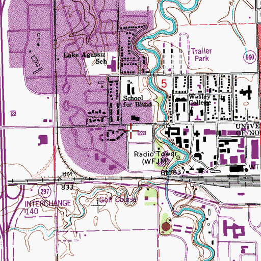 Topographic Map of Gorecki Alumni Center, ND