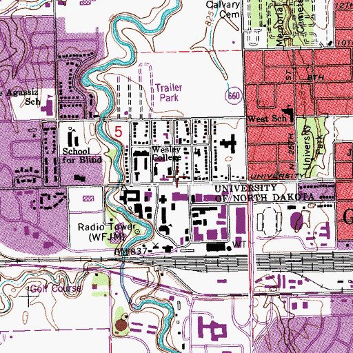 Topographic Map of Christus Rex Lutheran Campus Center, ND