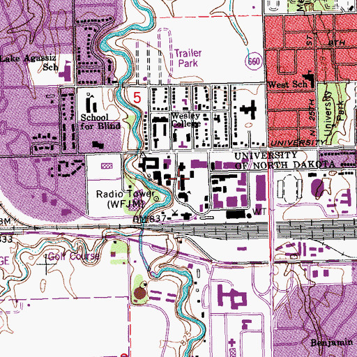 Topographic Map of Merrifield Hall, ND