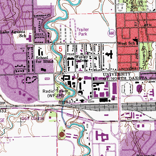 Topographic Map of Montgomery Hall, ND