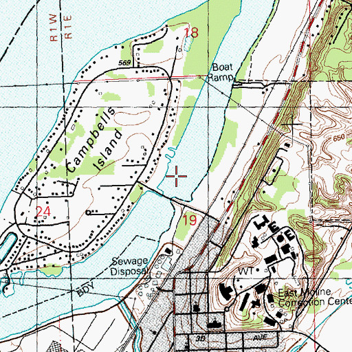 Topographic Map of Campbells Island Slough, IL