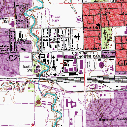 Topographic Map of Education Building, ND