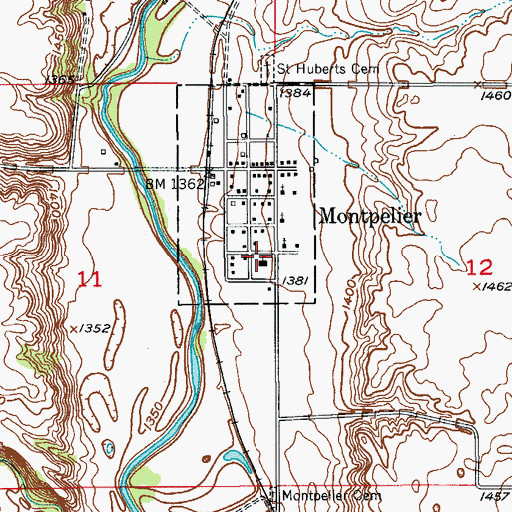 Topographic Map of Montpelier Public School, ND