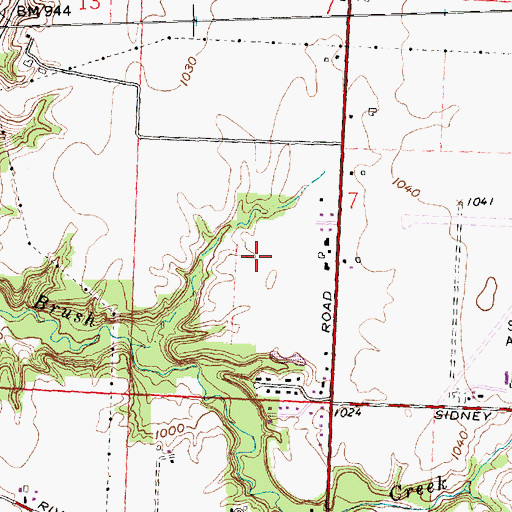 Topographic Map of Hickory Dell Estates, OH