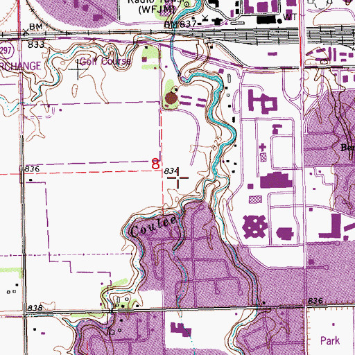 Topographic Map of Ali's Boundless Playground, ND