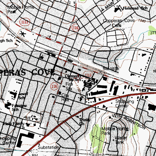 Topographic Map of Copperas Cove Police Department, TX