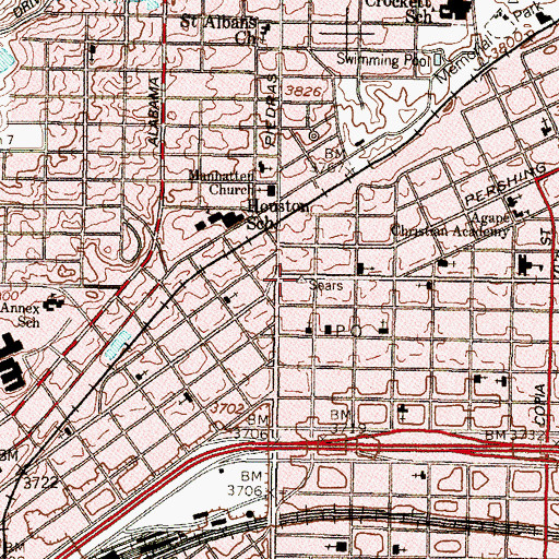 Topographic Map of El Paso Police Department Headquarters, TX