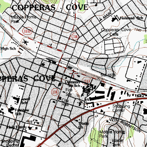 Topographic Map of Coryell County Constable's Office Precincts 1 and 2, TX