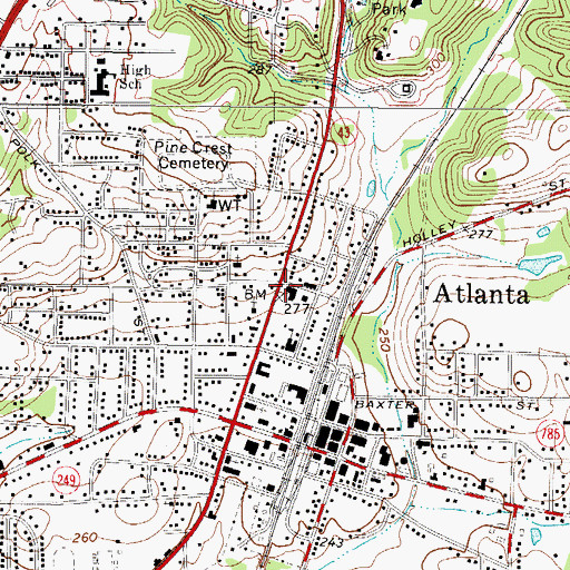 Topographic Map of Atlanta Police Department, TX