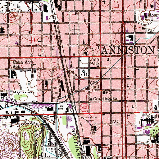 Topographic Map of Anniston Police Department, AL