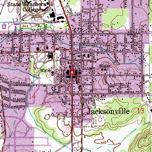 Topographic Map of Jacksonville Police Department, AL