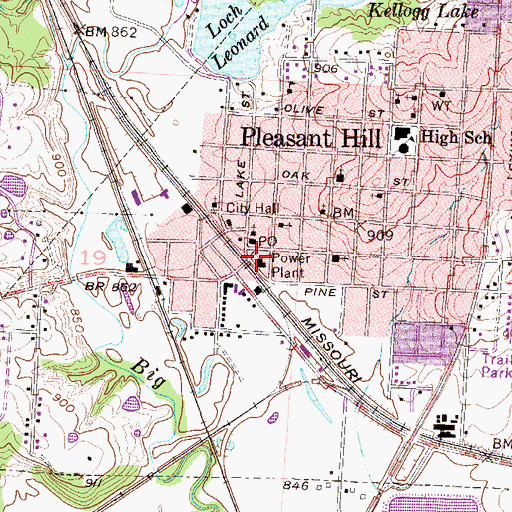 Topographic Map of Pleasant Hill Police Department, MO