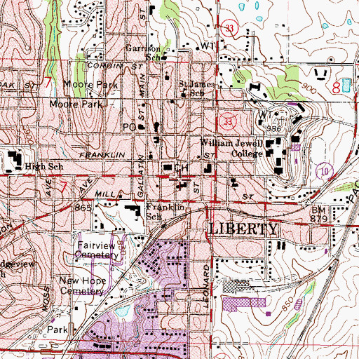 Topographic Map of Liberty Police Department, MO