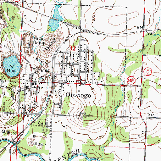Topographic Map of Oronogo Police Department, MO