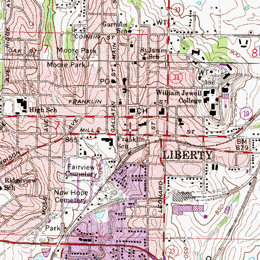 Topographic Map of Clay County Sheriff's Office, MO