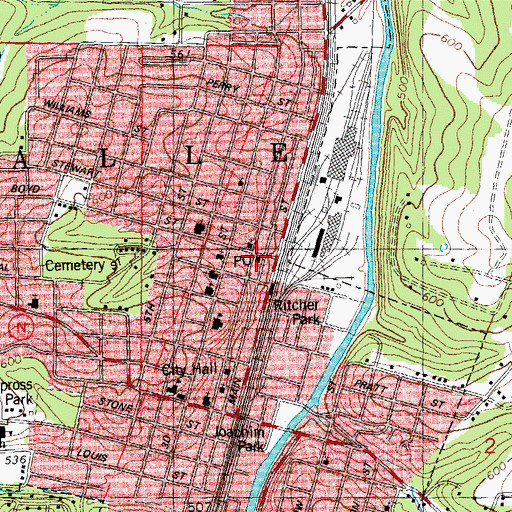 Topographic Map of De Soto Police Department, MO