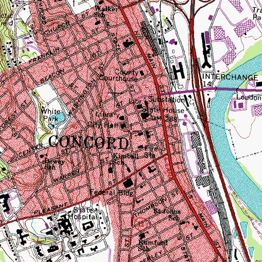 Topographic Map of Concord Police Department, NH