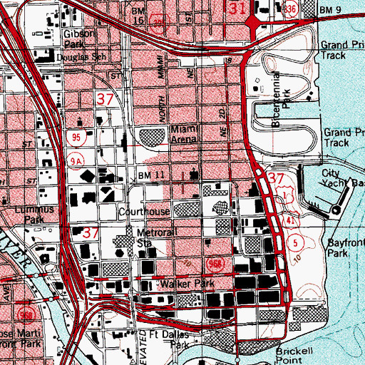 Topographic Map of Federal Detention Center Miami, FL