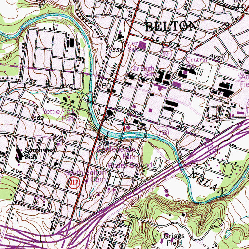 Topographic Map of Belton City Hall, TX