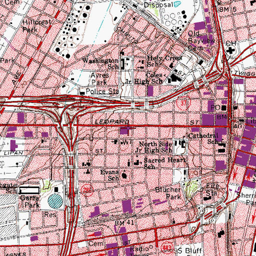 Topographic Map of Corpus Christi City Hall, TX