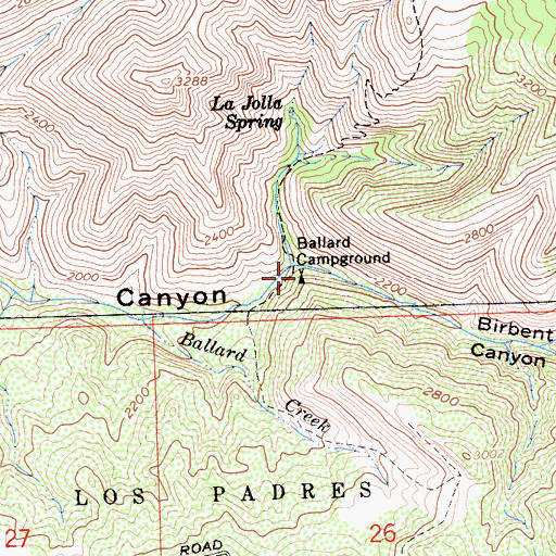 Topographic Map of Ballard Campground, CA
