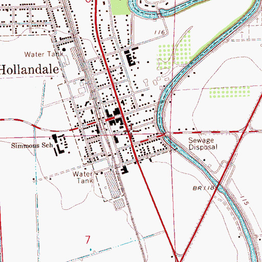 Topographic Map of Hollandale Police Department, MS
