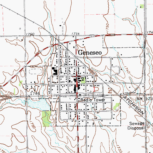 Topographic Map of Geneseo Police Department, KS