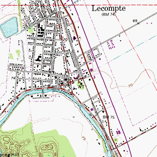 Topographic Map of Lecompte Police Department, LA