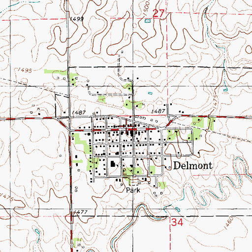 Topographic Map of Delmont Police Department, SD