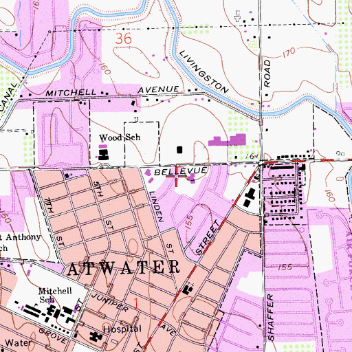 Topographic Map of Atwater Police Department, CA