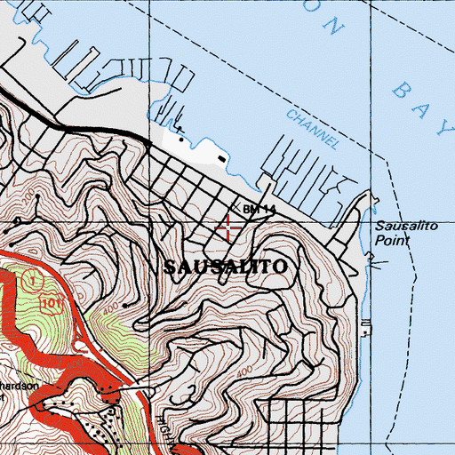 Topographic Map of Sausalito Police Department, CA