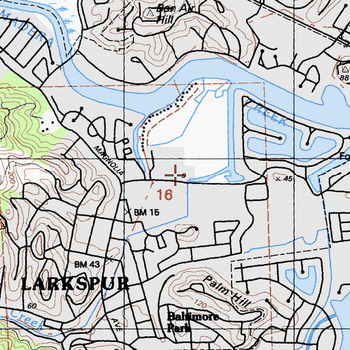Topographic Map of Central Marin Police Authority - Larkspur Station, CA