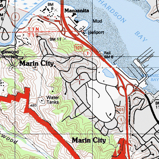 Topographic Map of Marin County Sheriff's Office Southern Substation, CA