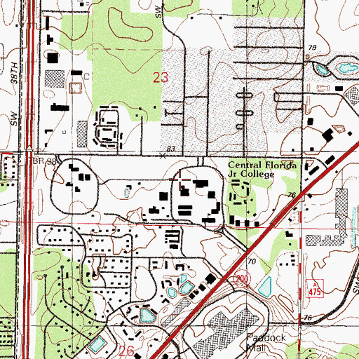 Topographic Map of College of Central Florida Ocala Campus Police Department, FL