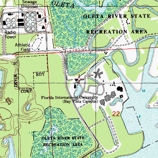 Topographic Map of Florida International University Police Department - Biscayne Bay Campus, FL