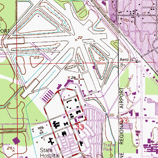 Topographic Map of Melbourne Airport Police Department, FL