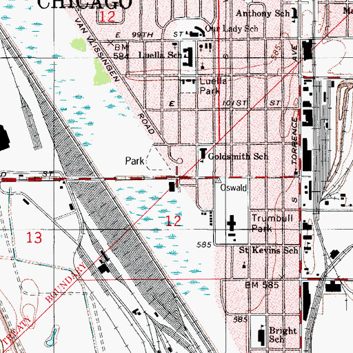 Topographic Map of Chicago Police Dept, IL