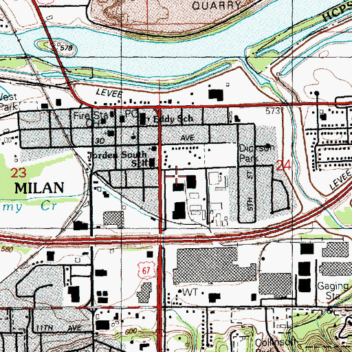 Topographic Map of Milan Police Department, IL
