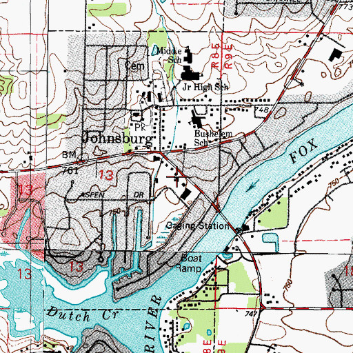 Topographic Map of Village of Johnsburg Police Department, IL