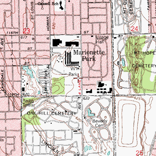 Topographic Map of Merrionette Park Police Station, IL