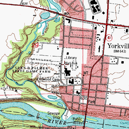 Topographic Map of Yorkville Police Department, IL