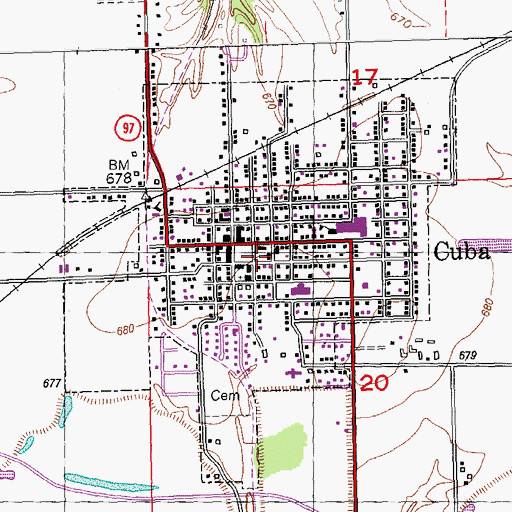 Topographic Map of Cuba Police Department, IL