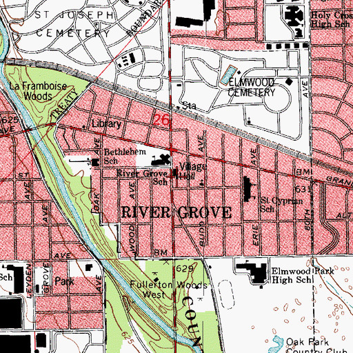 Topographic Map of River Grove Police Department, IL