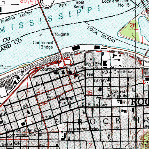 Topographic Map of Rock Island Police Department, IL