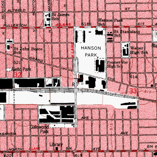 Topographic Map of Chicago Police Department 25th District - Grand Central, IL