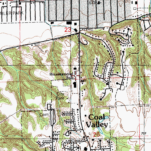 Topographic Map of Coal Valley Village Police Department, IL