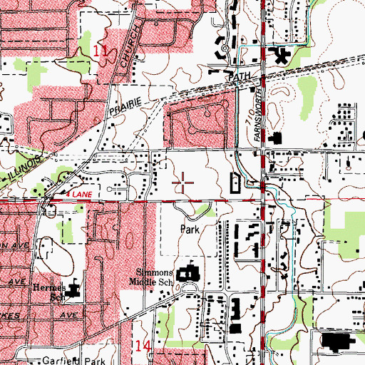 Topographic Map of Aurora Police Department, IL