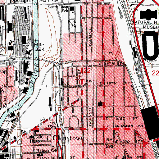 Topographic Map of Chicago Police Department District 1 Central, IL