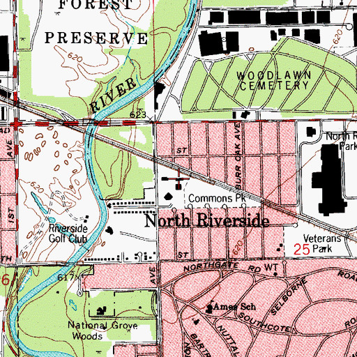Topographic Map of North Riverside Police Department, IL