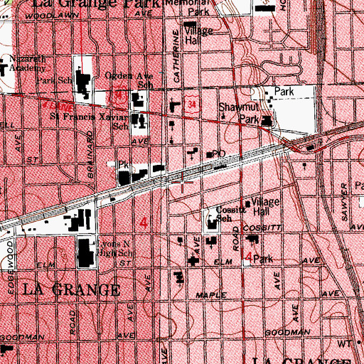 Topographic Map of La Grange Police Dept, IL